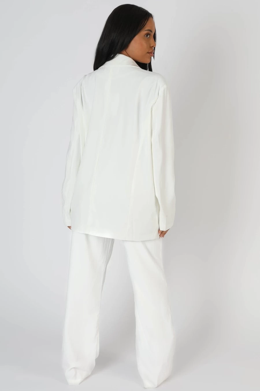 Women's White Oversized Dad Blazer by Public Desire - Trendy Loose Fit Jacket for Women