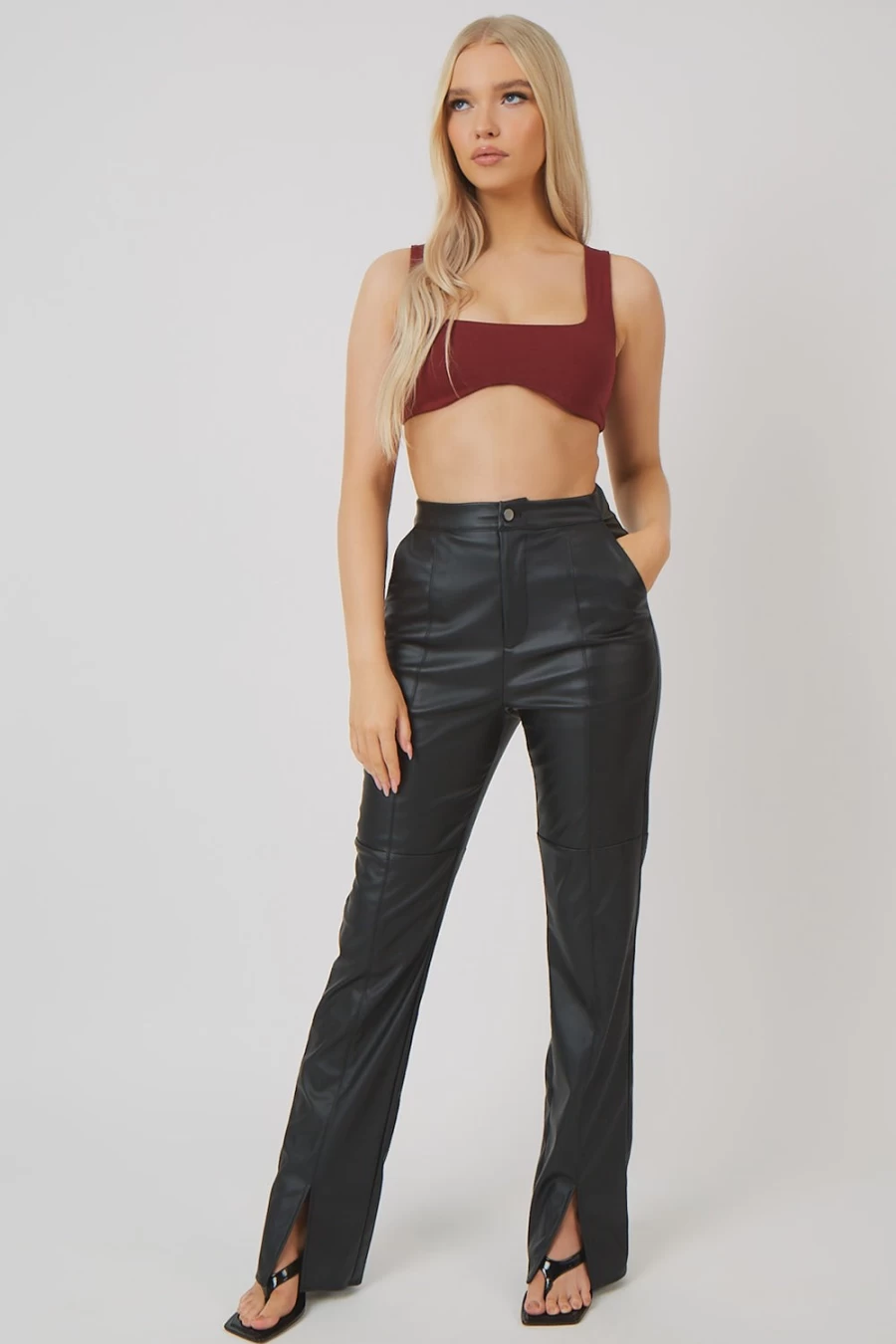 "Public Desire Women's Brown Underbust Detail Crop Top"
