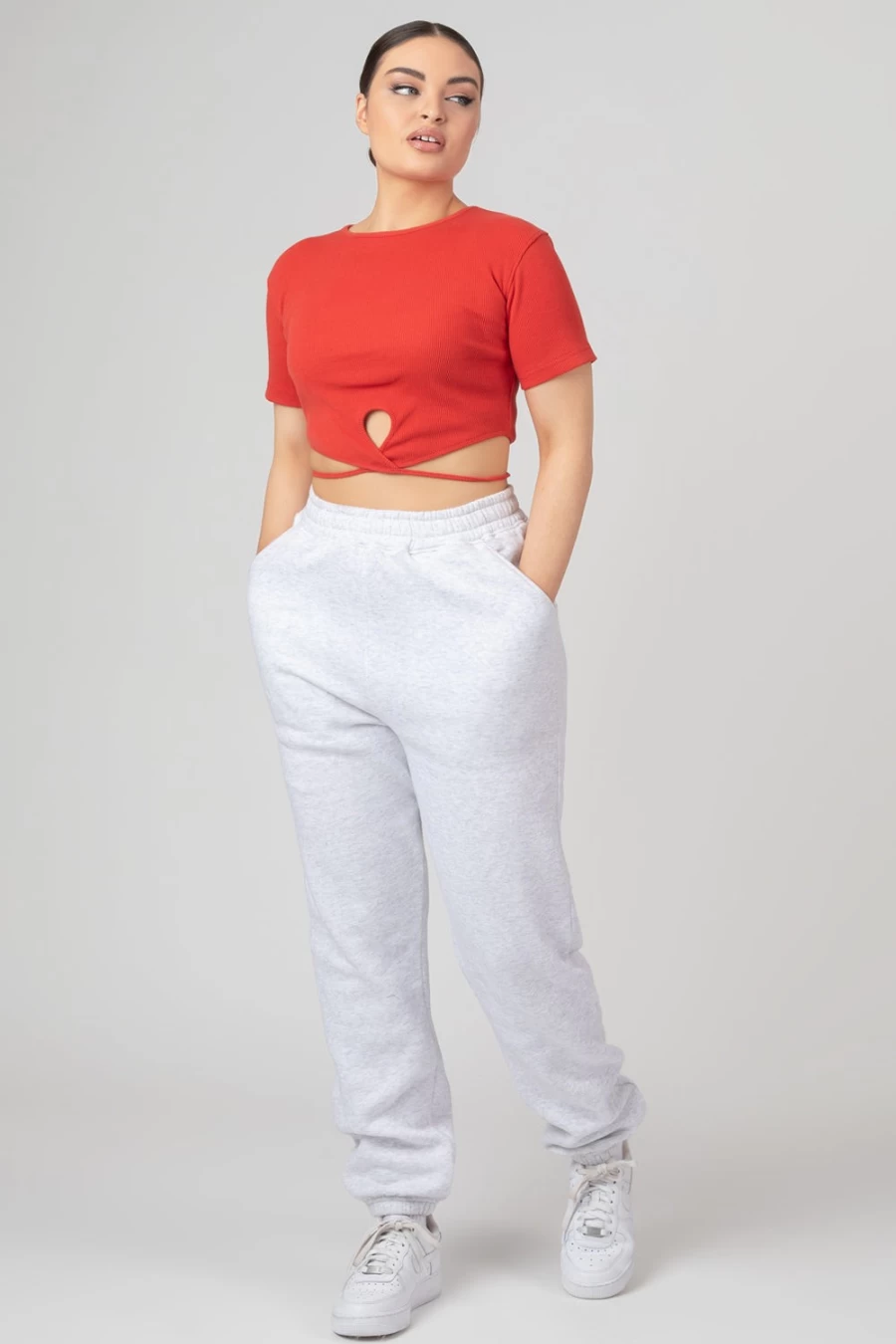 Public Desire Women's Red Keyhole Wrap Crop Top - Sexy Sleeveless Summer Blouse