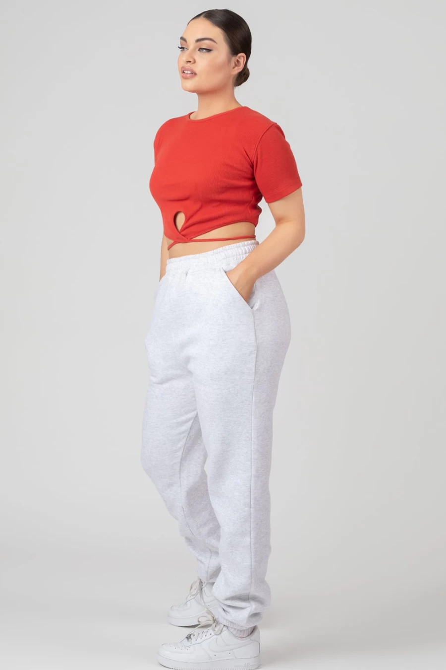 Public Desire Women's Red Keyhole Wrap Crop Top - Sexy Sleeveless Summer Blouse