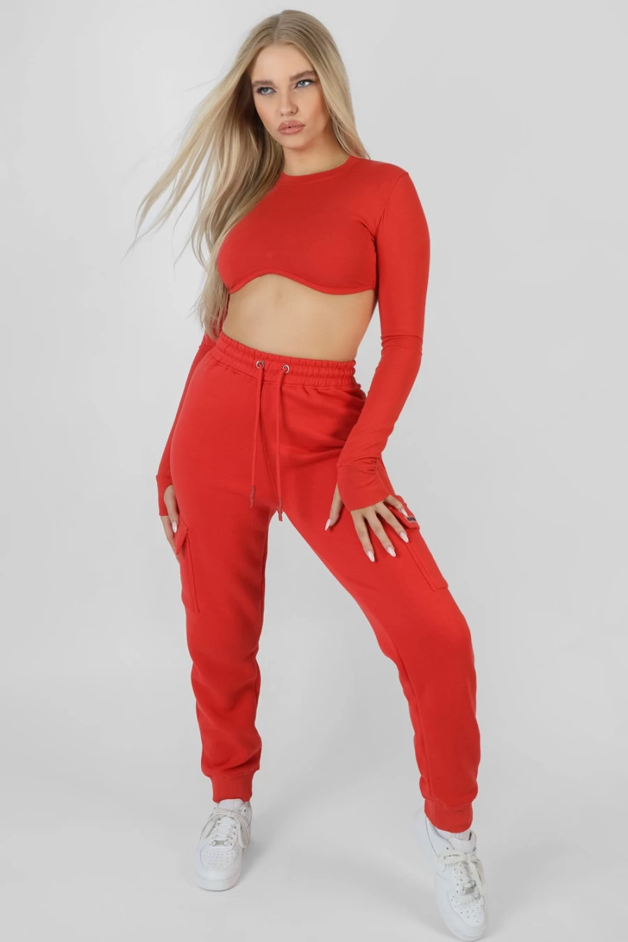 Women's Red Cargo Joggers by Public Desire - Stylish & Comfortable Trousers for Casual Wear