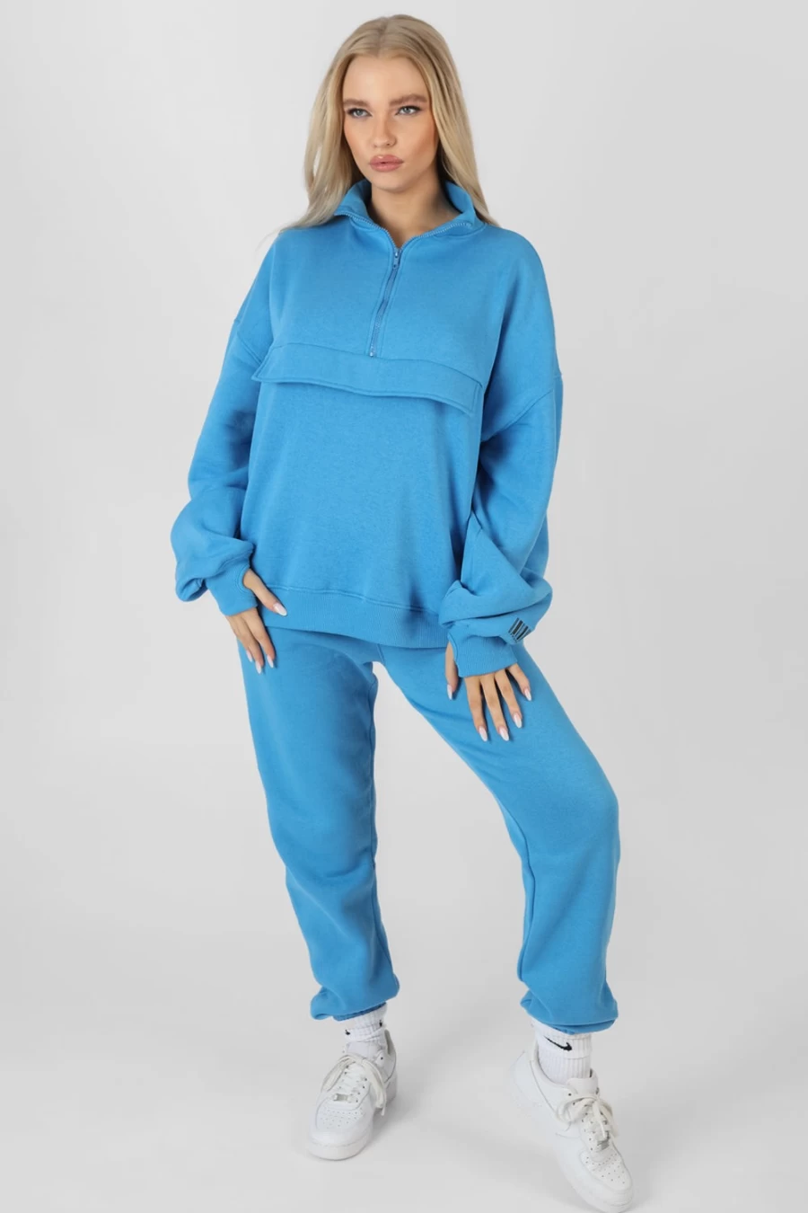 Women's Blue 90S Oversized Joggers by Public Desire - High Waist Casual Lounge Pants