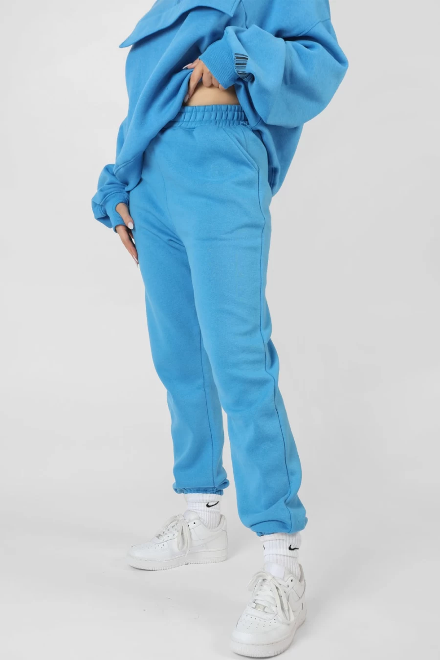 Women's Blue 90S Oversized Joggers by Public Desire - High Waist Casual Lounge Pants