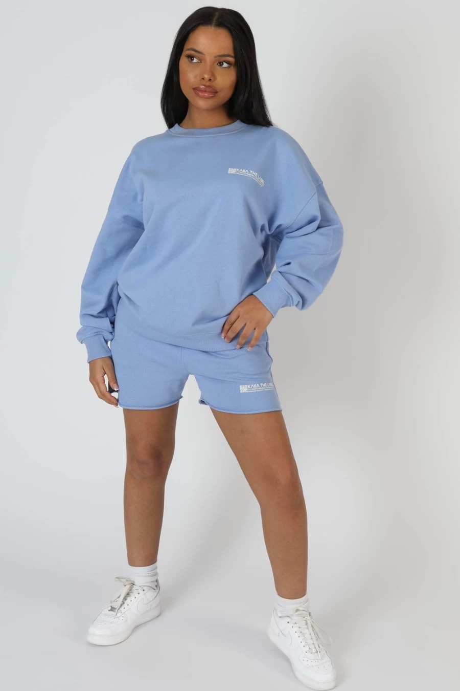"Public Desire Women's Bluebell Graphic QR Code Oversized Sweatshirt"