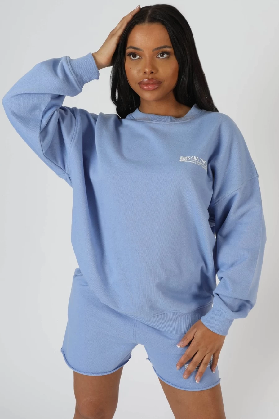 "Public Desire Women's Bluebell Graphic QR Code Oversized Sweatshirt"
