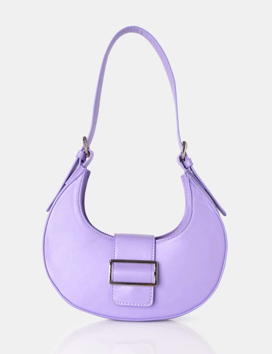 Public Desire Women's Lilac Sicily Soft PU Leather Hobo Shoulder Bag with Buckle Detail