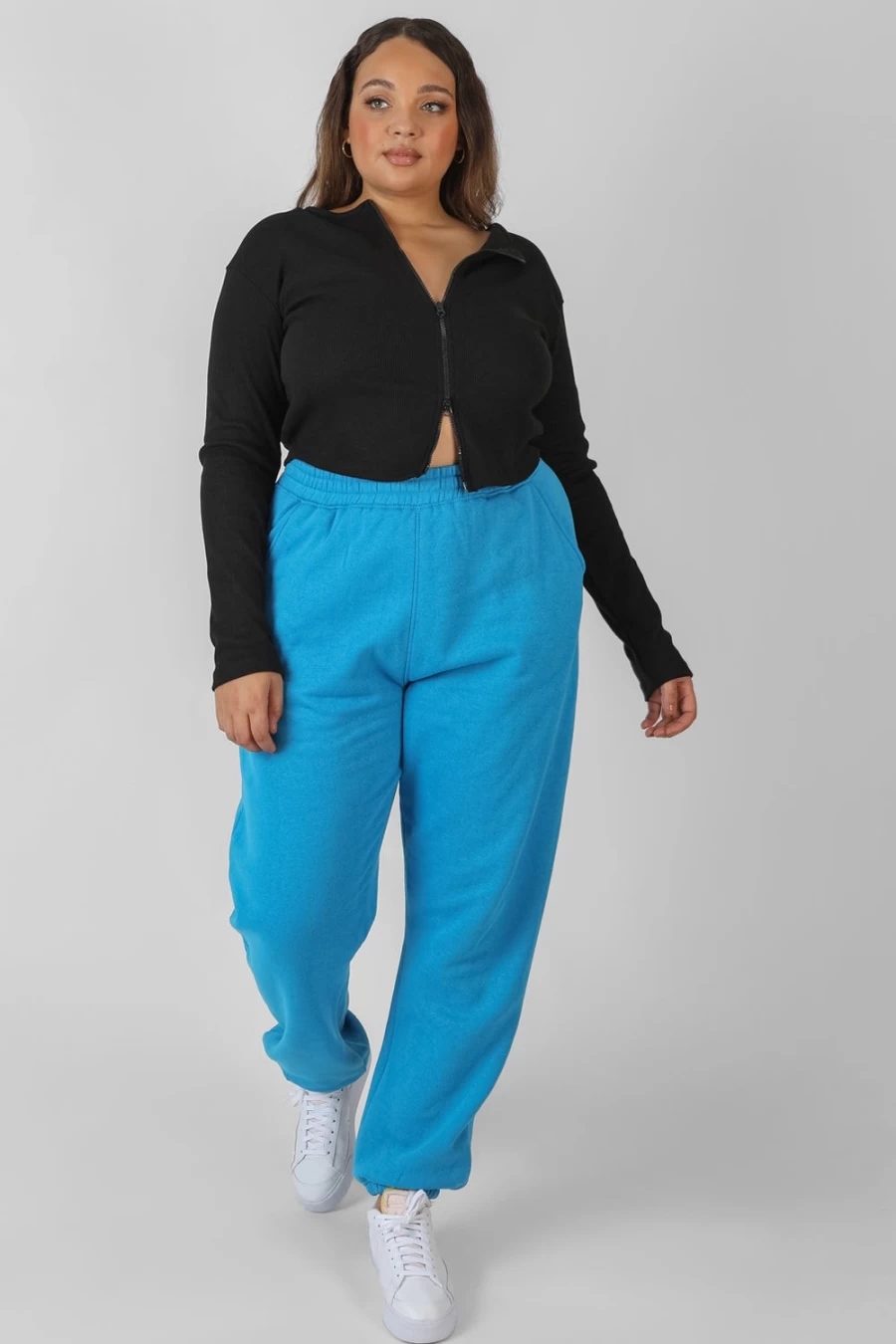 Public Desire Women's Black Curve Double Ended Zip Ribbed Cropped Top