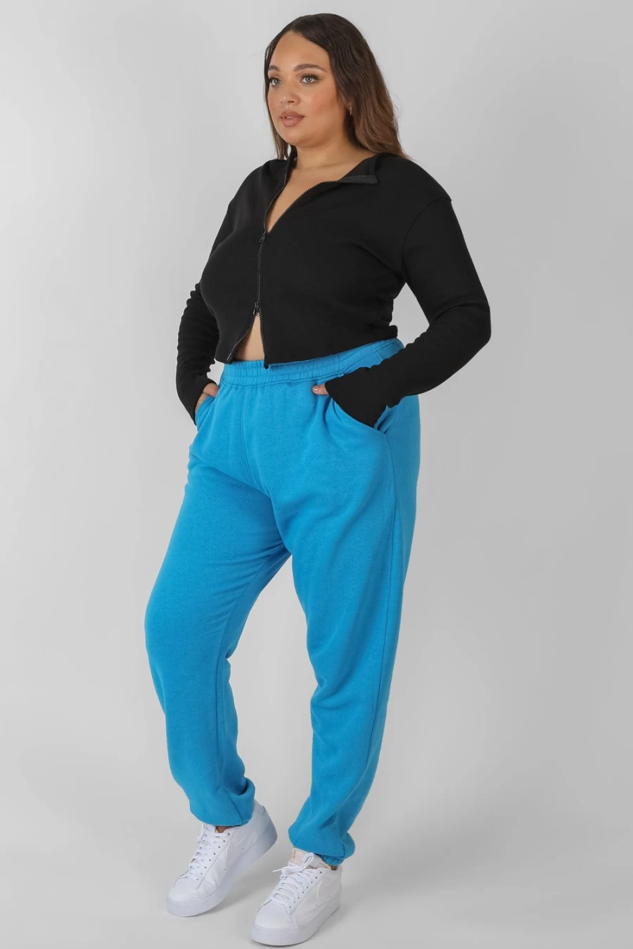 Public Desire Women's Black Curve Double Ended Zip Ribbed Cropped Top