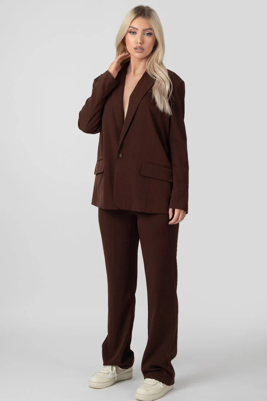 Public Desire Women's Brown Chocolate High-Waisted Dad Trousers