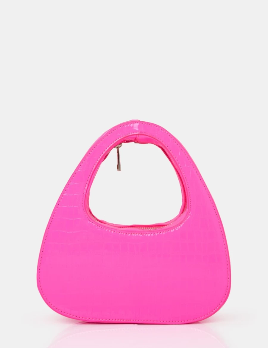 Public Desire Women's Pink Arch Bright Crocodile Grab Bag