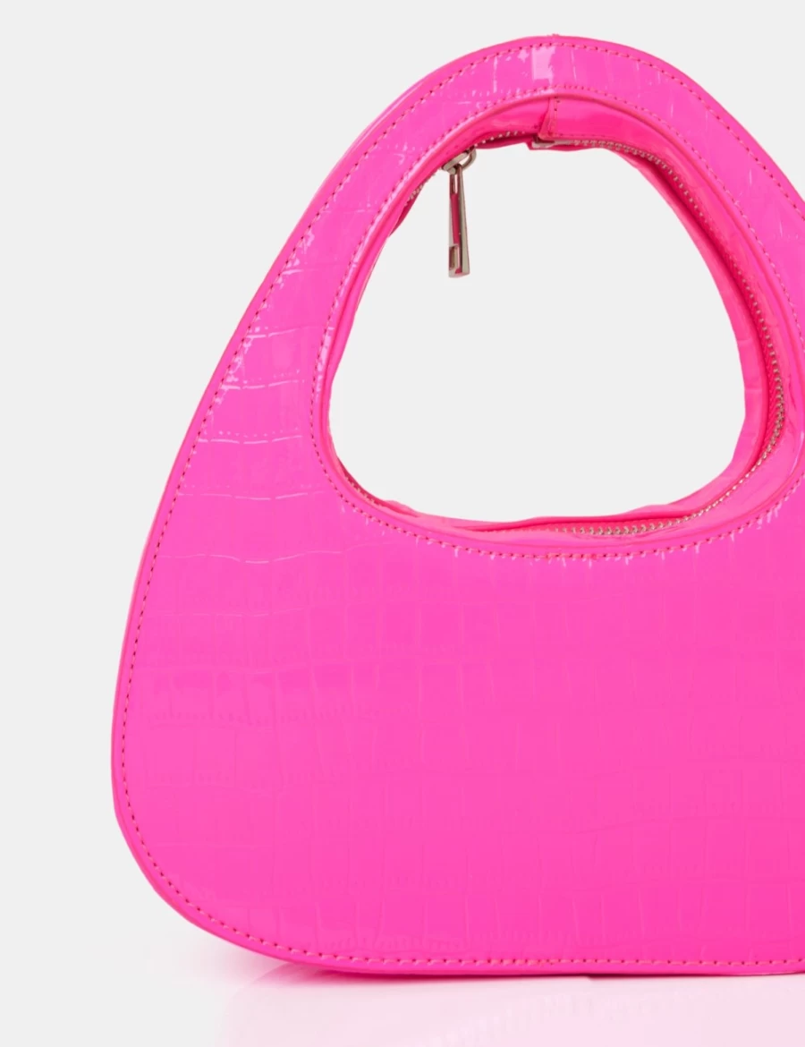 Public Desire Women's Pink Arch Bright Crocodile Grab Bag
