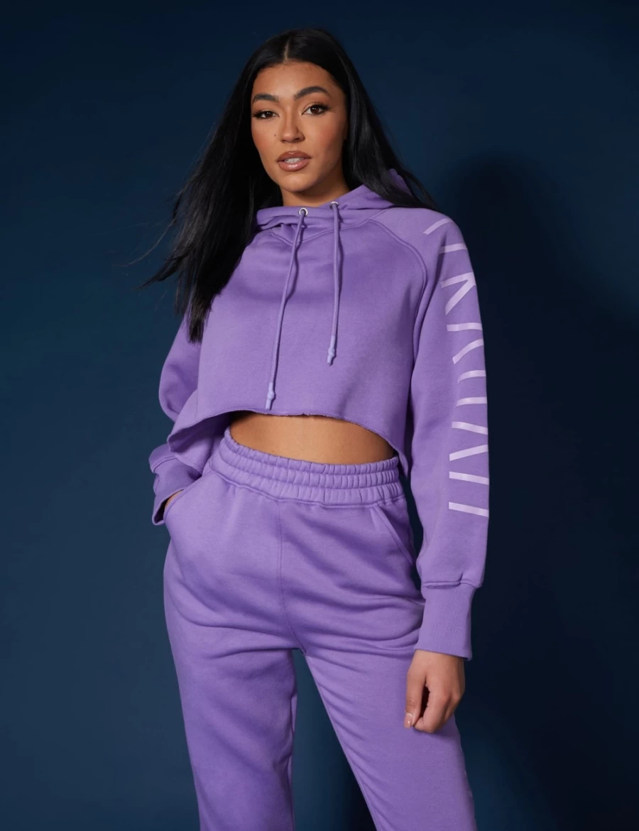 Public Desire Women's Violet Kaiia Slogan Cropped Hoodie