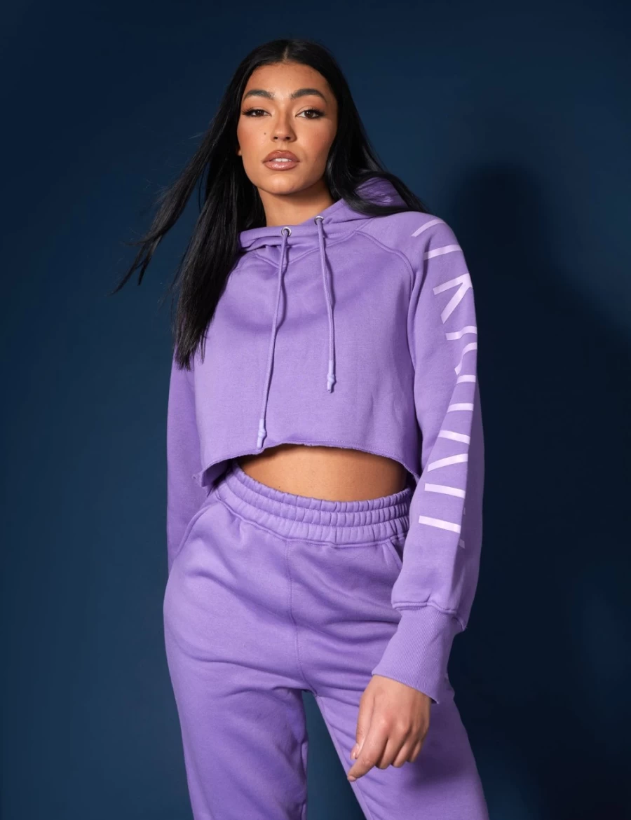 Public Desire Women's Violet Kaiia Slogan Cropped Hoodie