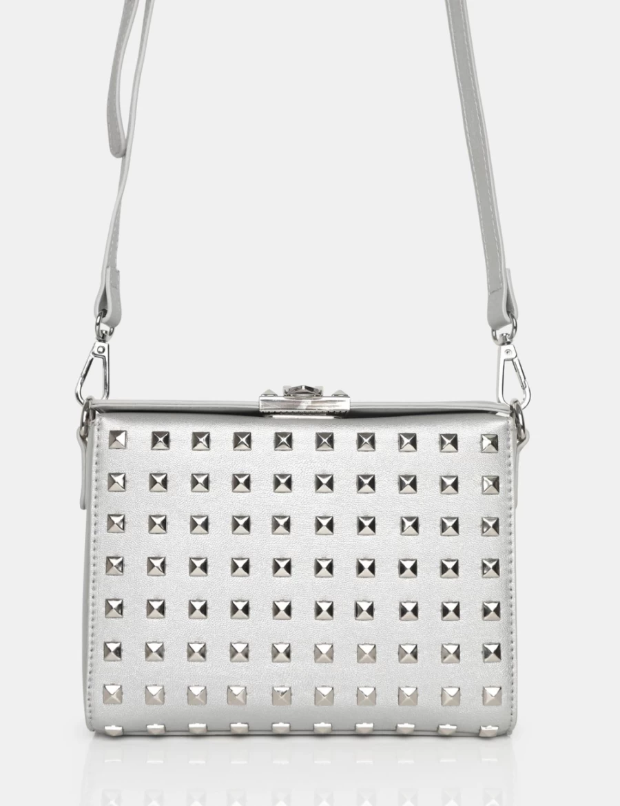 Public Desire Women's Silver Metal Studded Handbag - Jose Pu Style