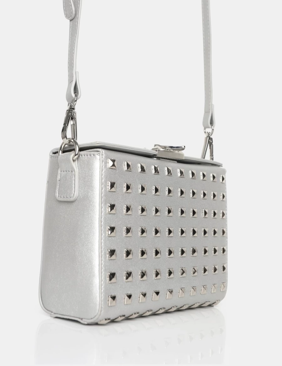 Public Desire Women's Silver Metal Studded Handbag - Jose Pu Style