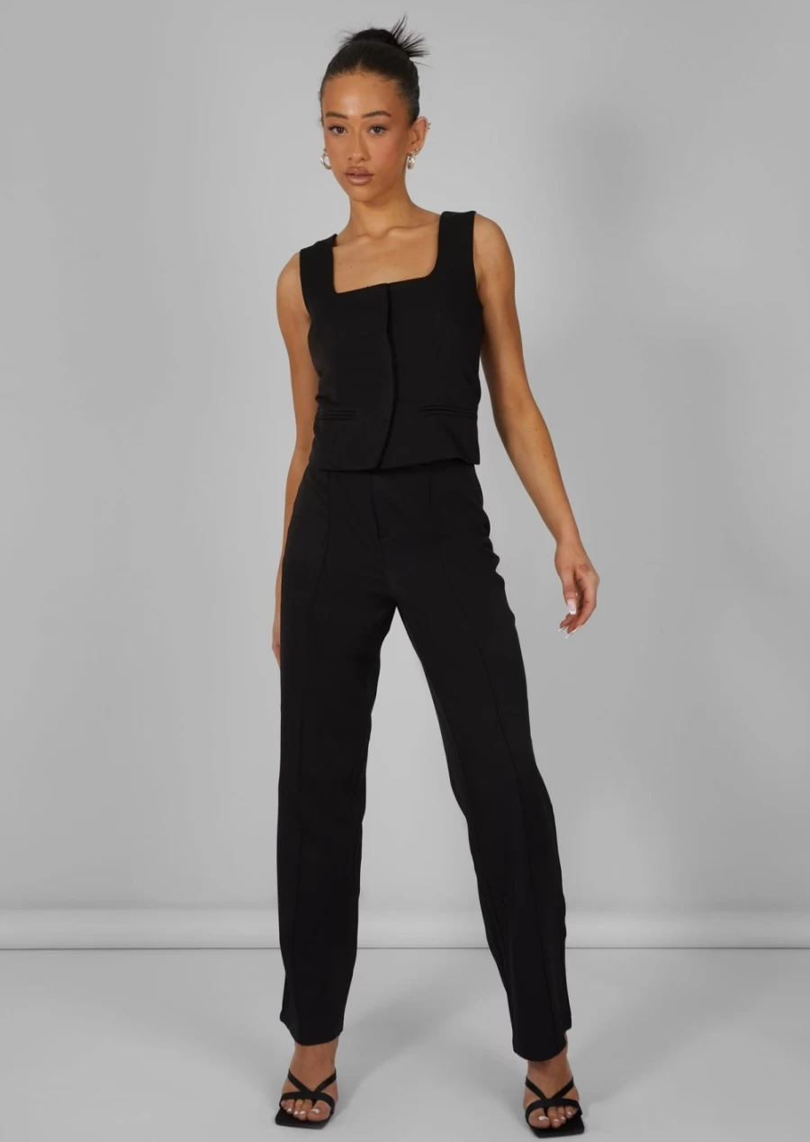 Public Desire Women's Tailored High Waisted Black Slim Leg Trousers - Extreme Slim Fit Pants