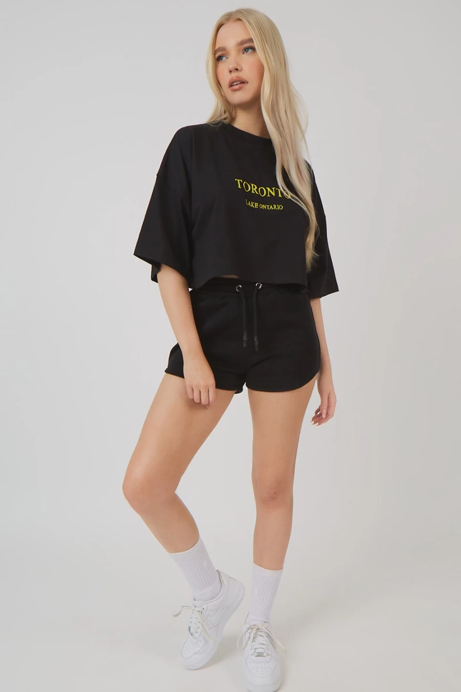 "Public Desire Women's Black Embroidered Slogan Cropped T-Shirt"