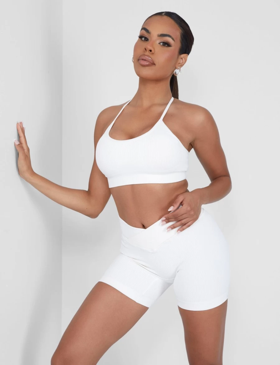 "Public Desire Women's White Seamless Bralette - Comfortable Stretchy Crop Top"