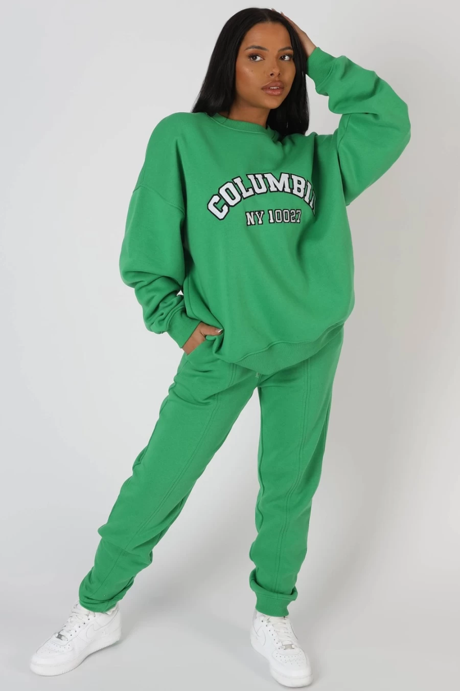 Women's Green Oversized Slogan Sweatshirt by Public Desire