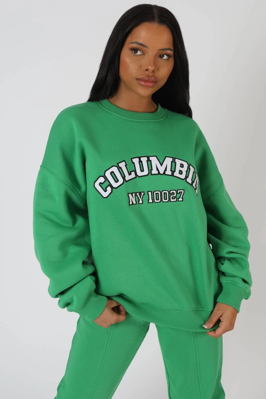 Women's Green Oversized Slogan Sweatshirt by Public Desire
