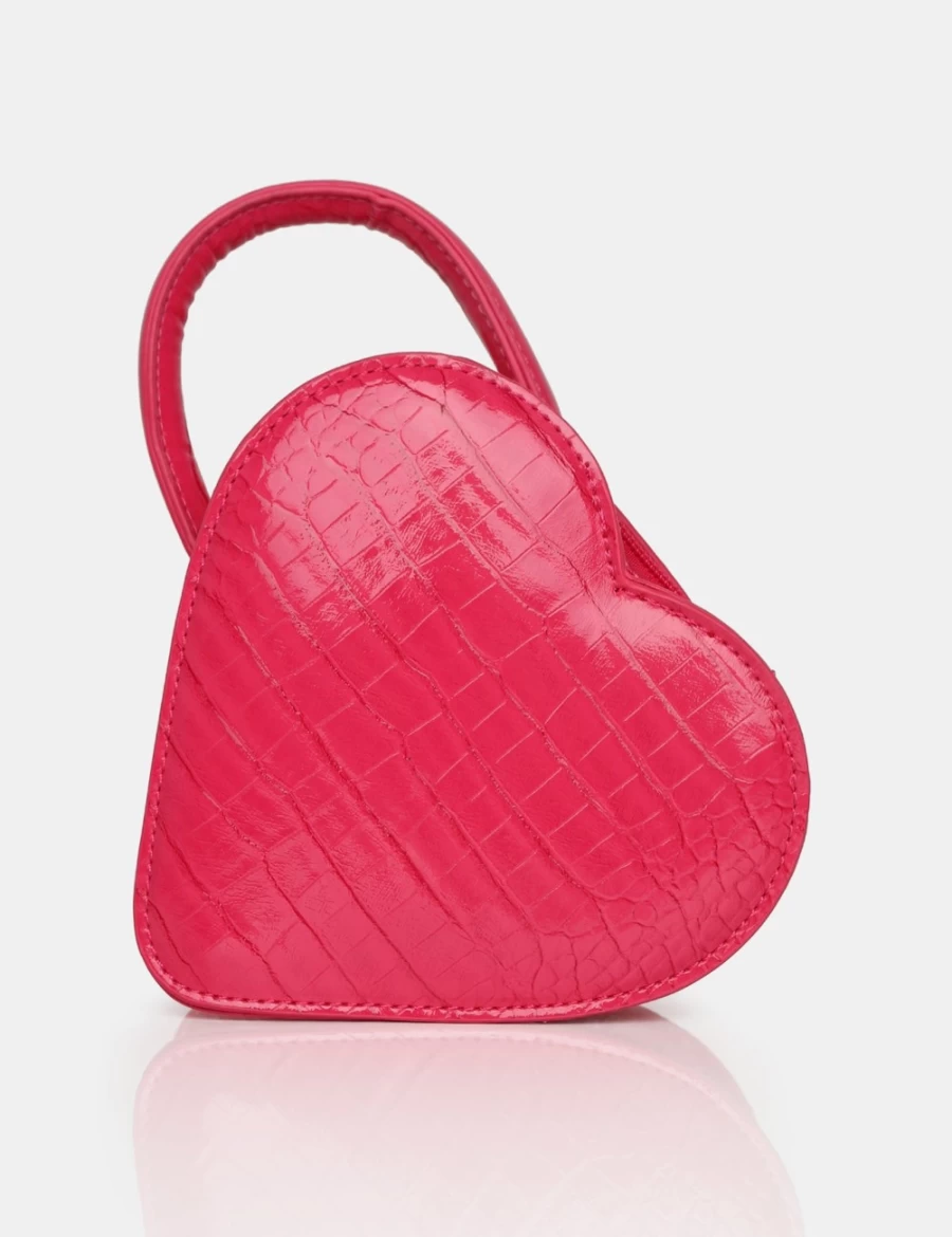 Public Desire Women's Pink Roux Bright Croc Heart Grab Bag
