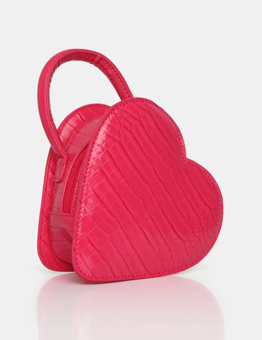 Public Desire Women's Pink Roux Bright Croc Heart Grab Bag