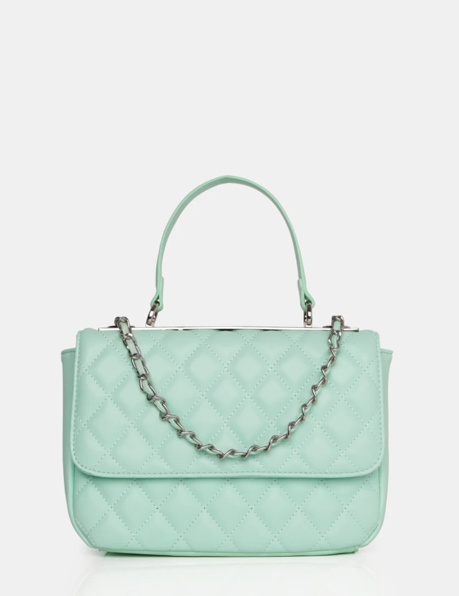 Public Desire Women's Mint Vienna Quilted Crossbody Bag with Silver Detailing