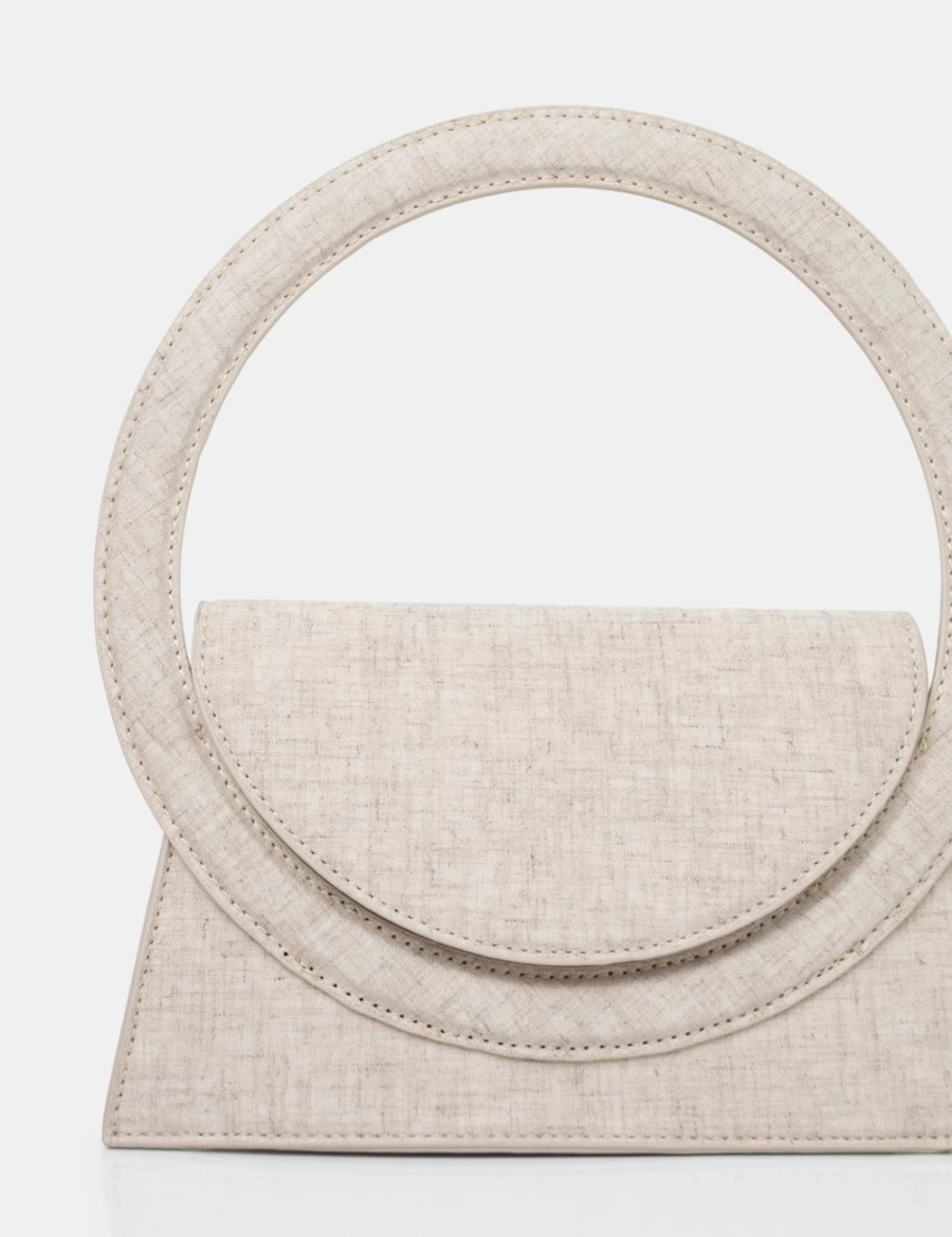Public Desire Women's Ecru Natural Linen Top Handle Circular Grab Bag