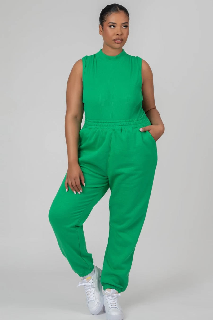 Public Desire Women's Green Curve 90S High-Waisted Oversized Joggers Pants