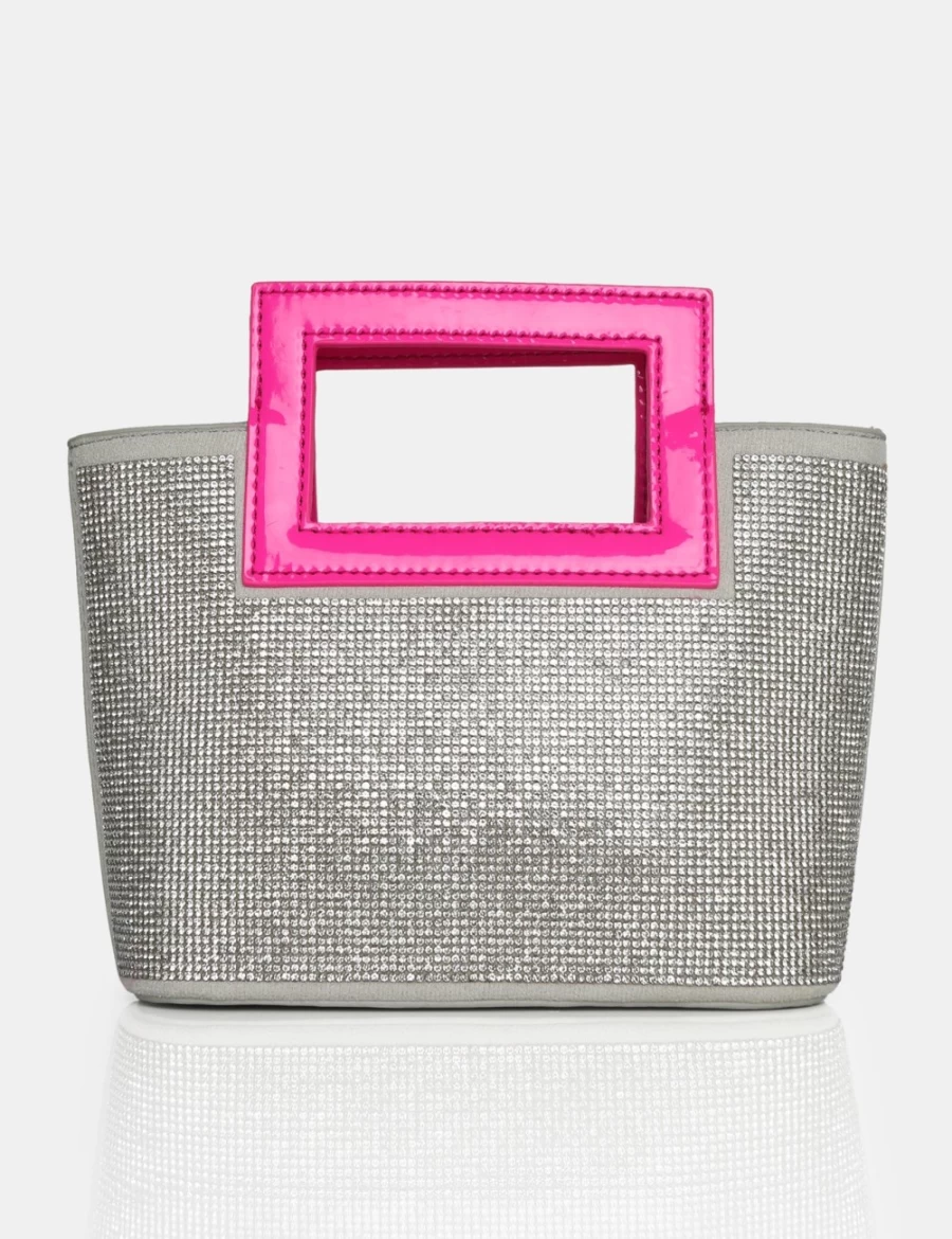 Public Desire Women's Silver PU Diamante Lustre Bag
