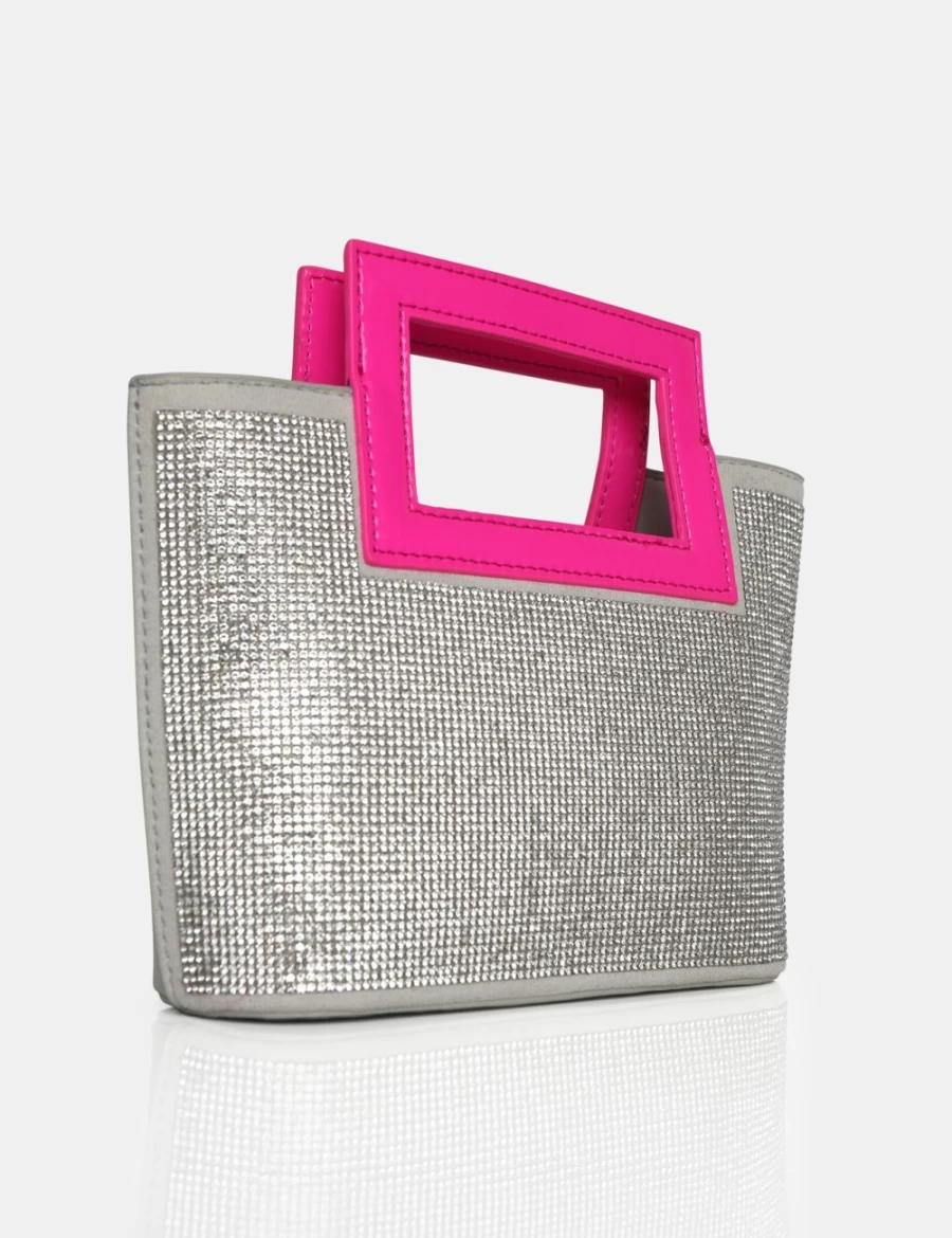 Public Desire Women's Silver PU Diamante Lustre Bag
