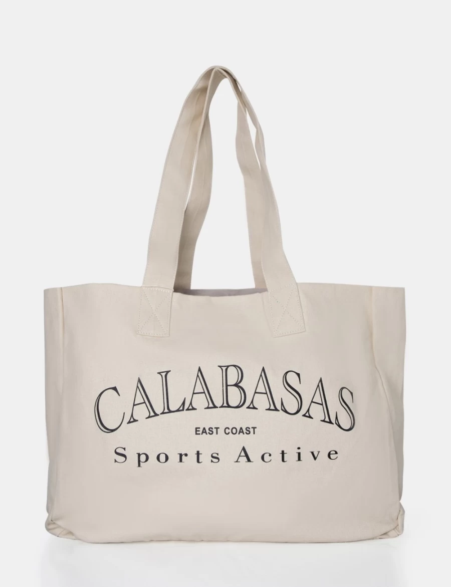 Public Desire Women's Off White Calabasas Oversized Canvas Tote Bag
