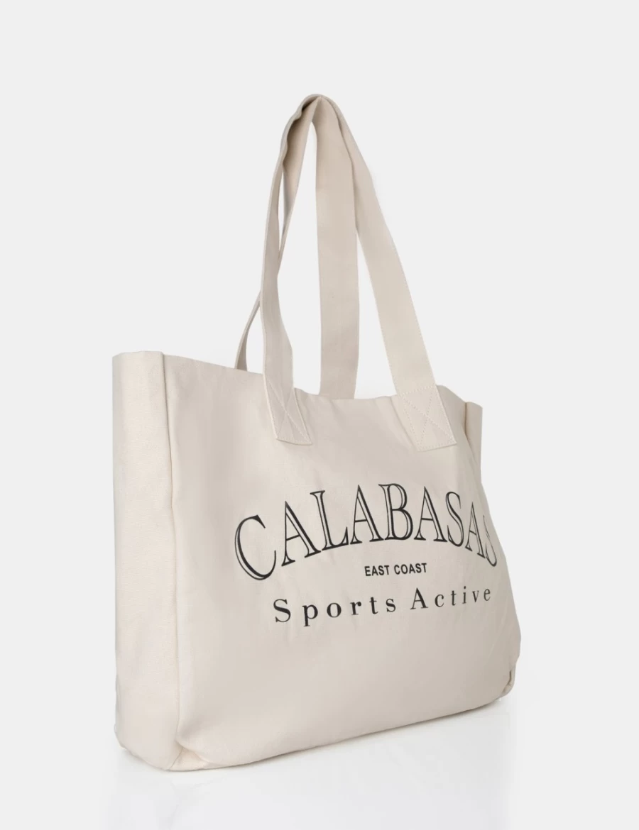 Public Desire Women's Off White Calabasas Oversized Canvas Tote Bag