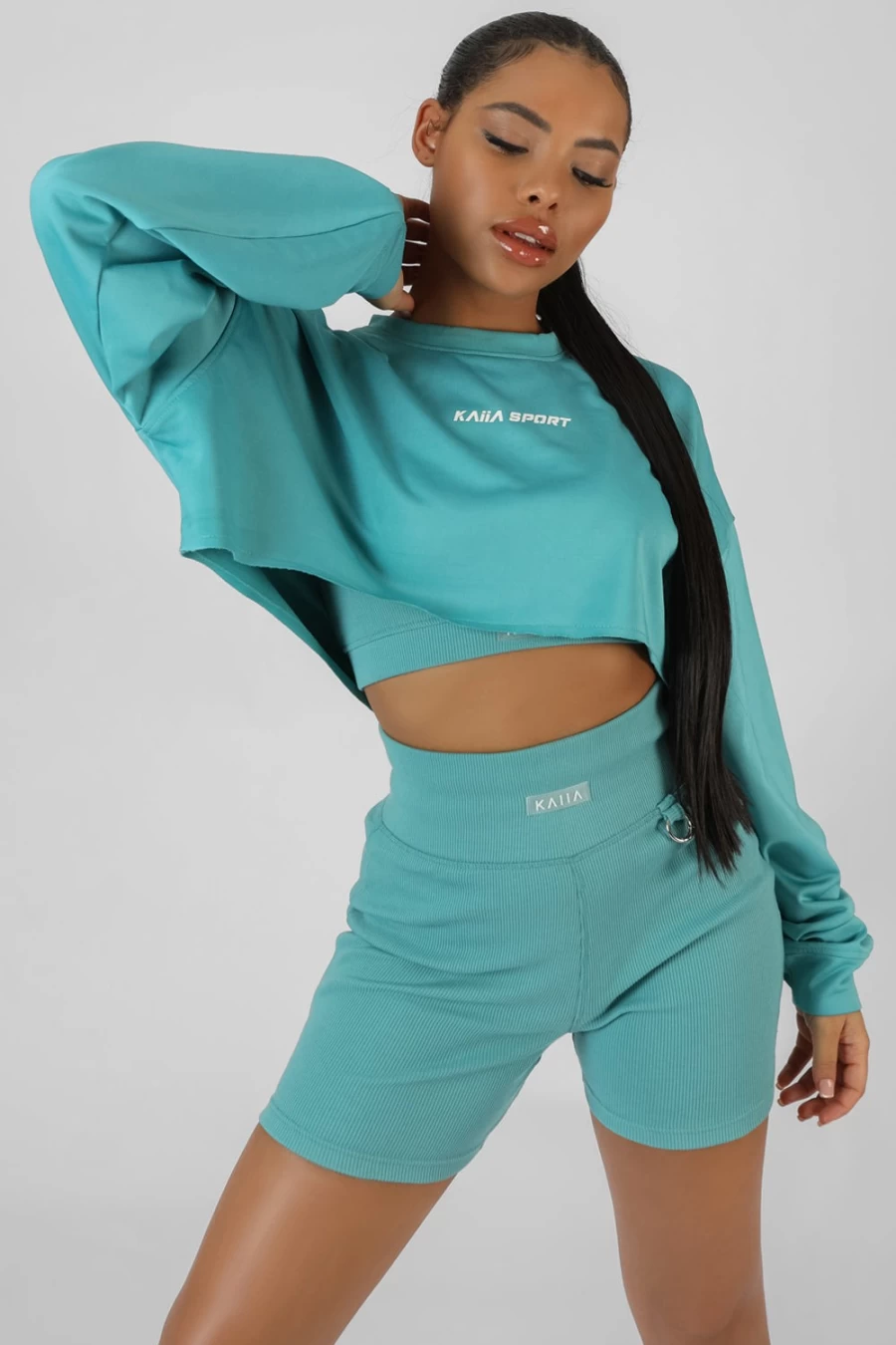 "Public Desire Women's Blue Oversized Cropped Kaiia Sport Sweatshirt"