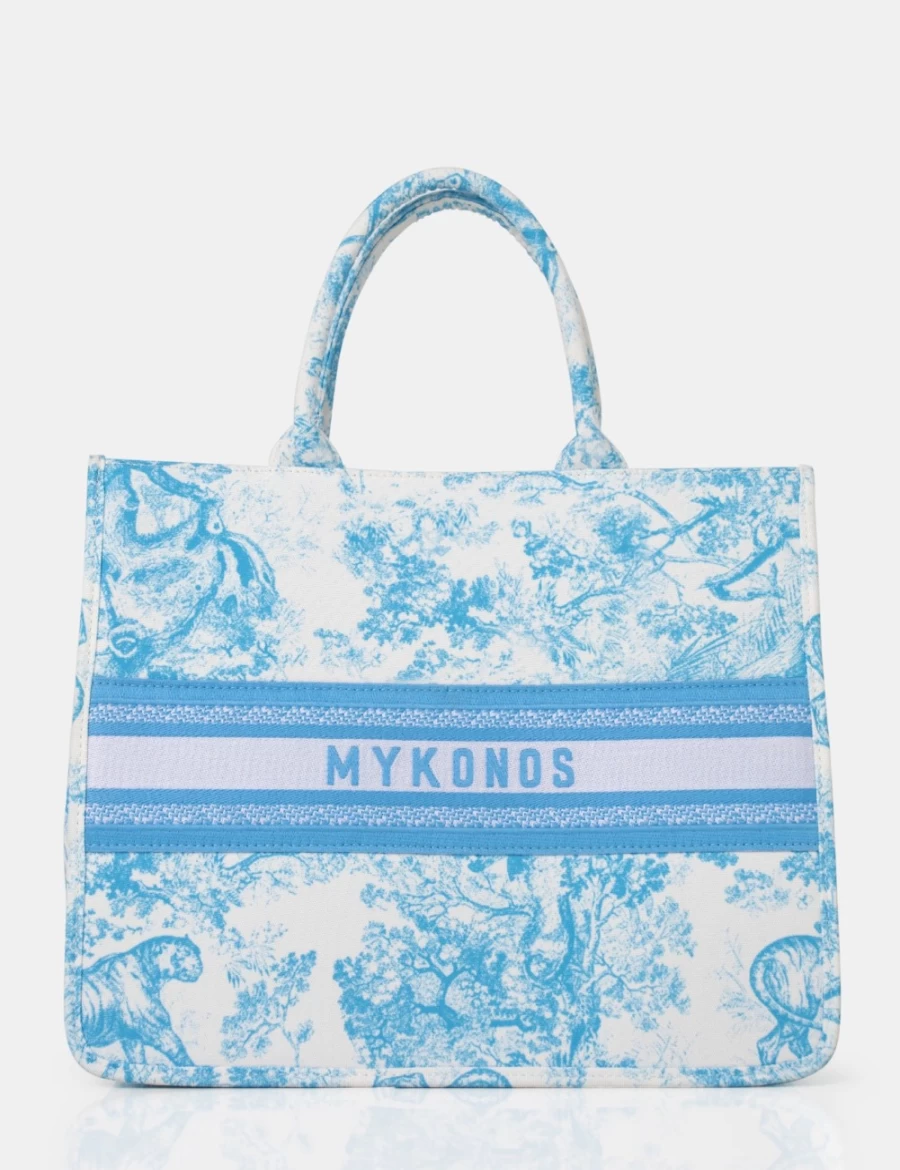 Public Desire Women's Blue Mykonos Baby Oversized Canvas Tote Bag