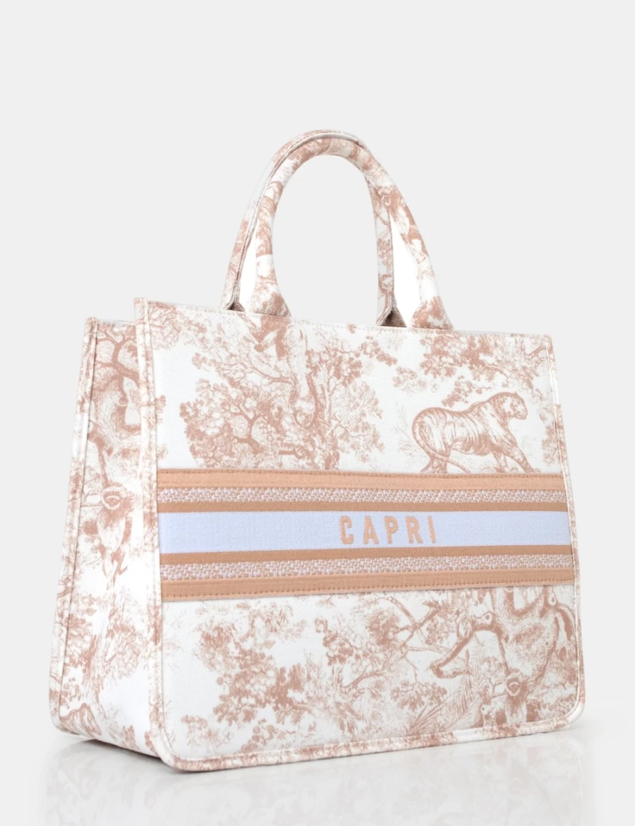 Public Desire Women's Nude Capri Oversized Canvas Tote Bag
