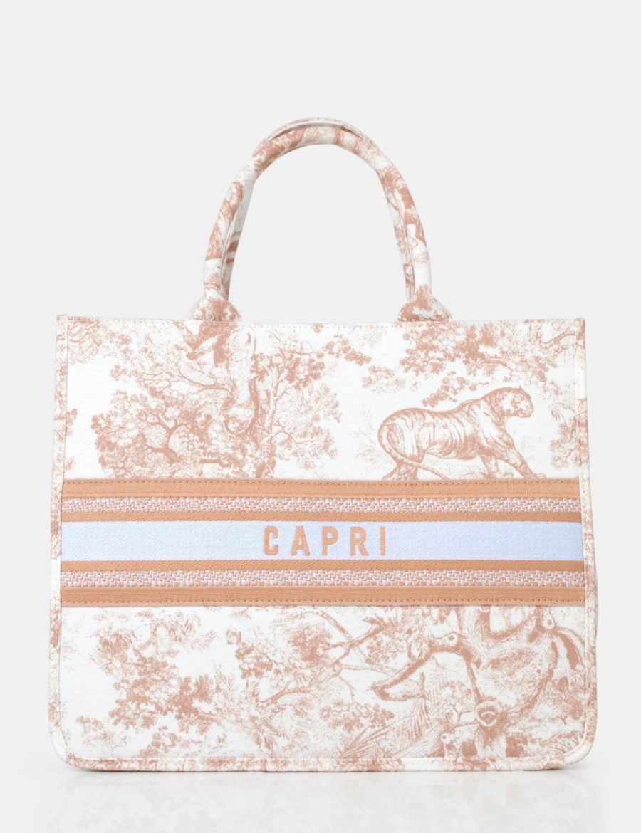 Public Desire Women's Nude Capri Oversized Canvas Tote Bag