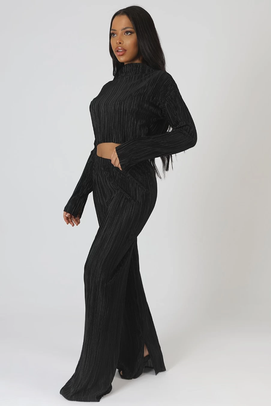 "Public Desire Women's Black Plisse Crop Top | Stylish & Trendy"