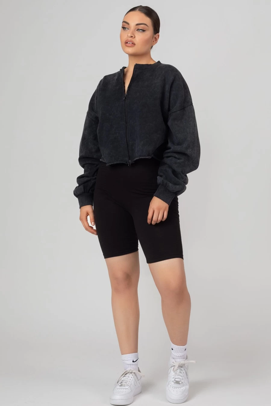 Public Desire Women's Wash Double Ended Zip Cropped Acid Sweatshirt