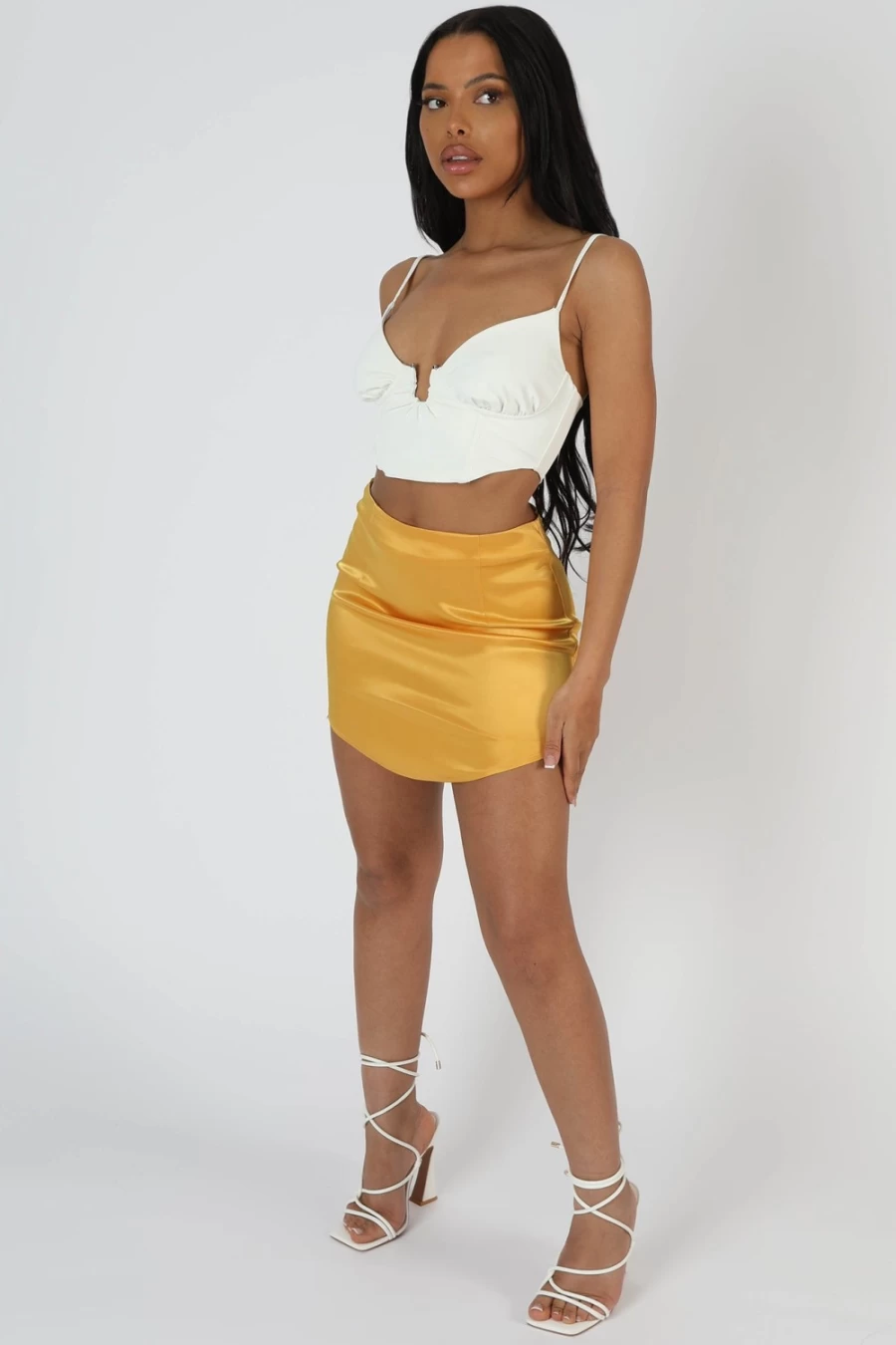 Public Desire Women's Mango Curved Hem Skirt - Flared A-Line Mini Skirt with Asymmetrical Detail