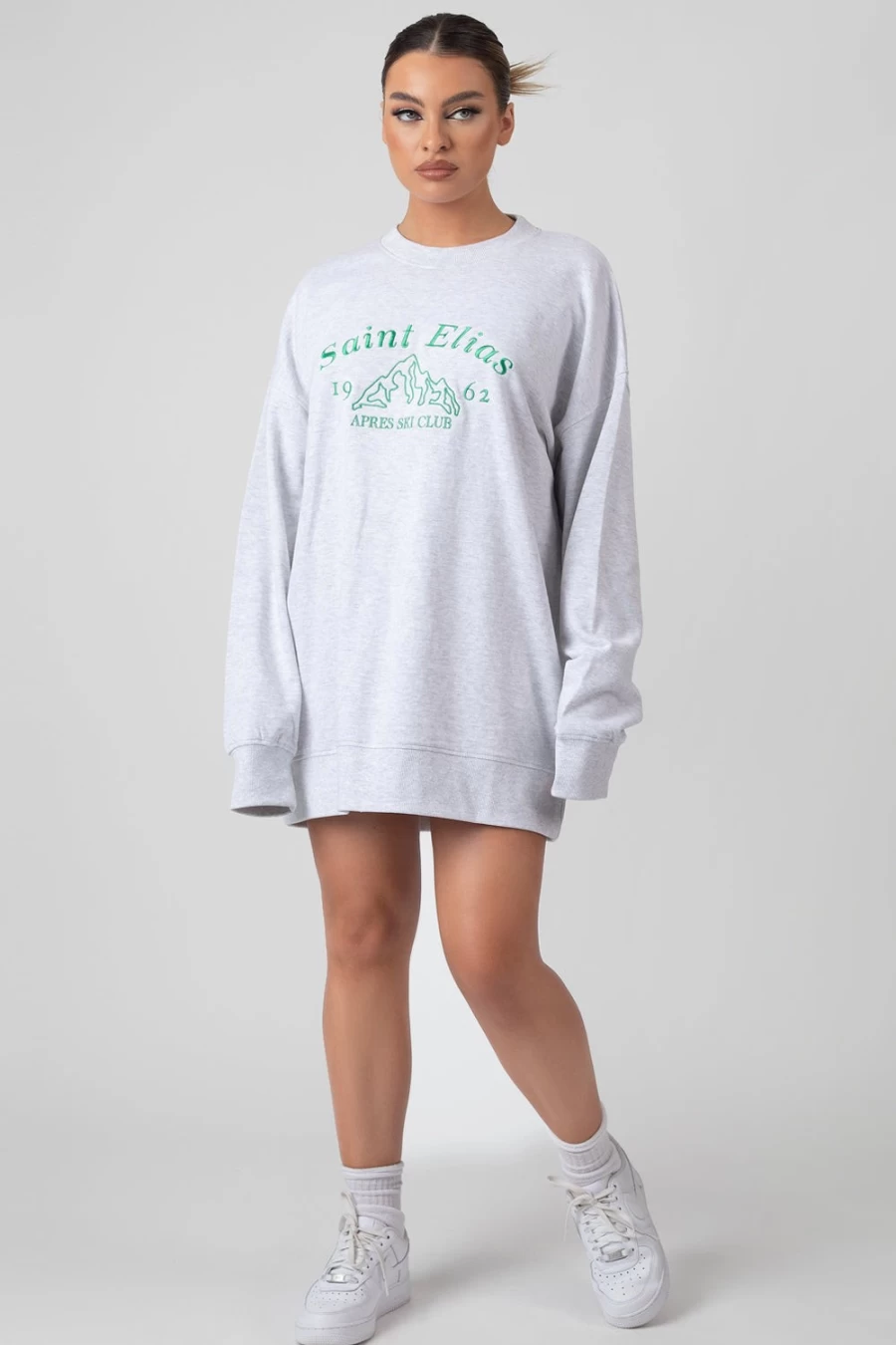 Public Desire Women's Marl Oversized Graphic Sweater Dress