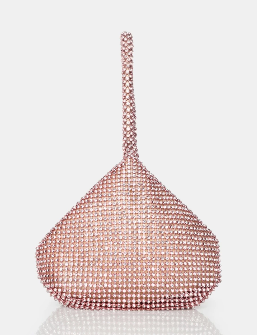 Public Desire Champagne Diamante Mini Pouch - Elegant Women's Party Clutch for Evening Events