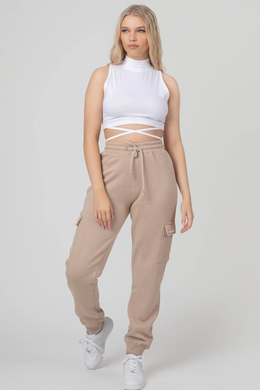Women's Taupe Cargo Joggers by Public Desire - Lightweight Comfort & Style