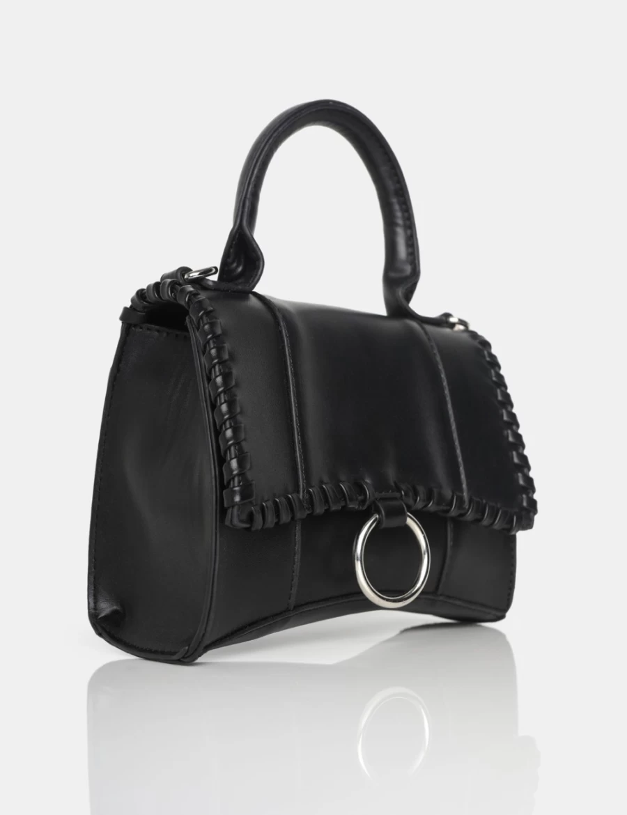 Public Desire Roxi Black Plaited Edge Mini Handbag for Women - Stylish Crossbody Bag