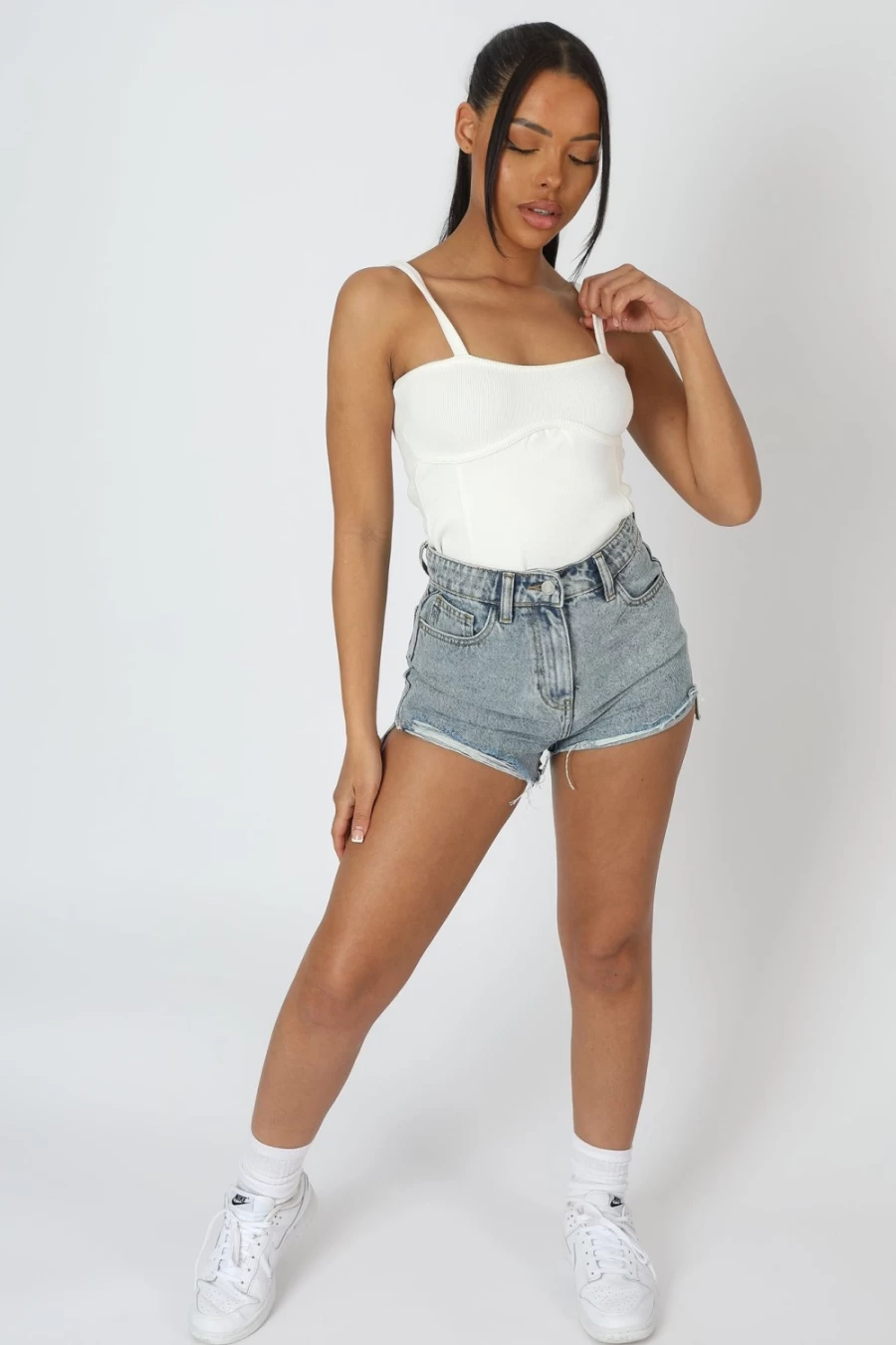 Public Desire Women's Ecru Strappy Corset Bodysuit - Lingerie & Lace-Up Style