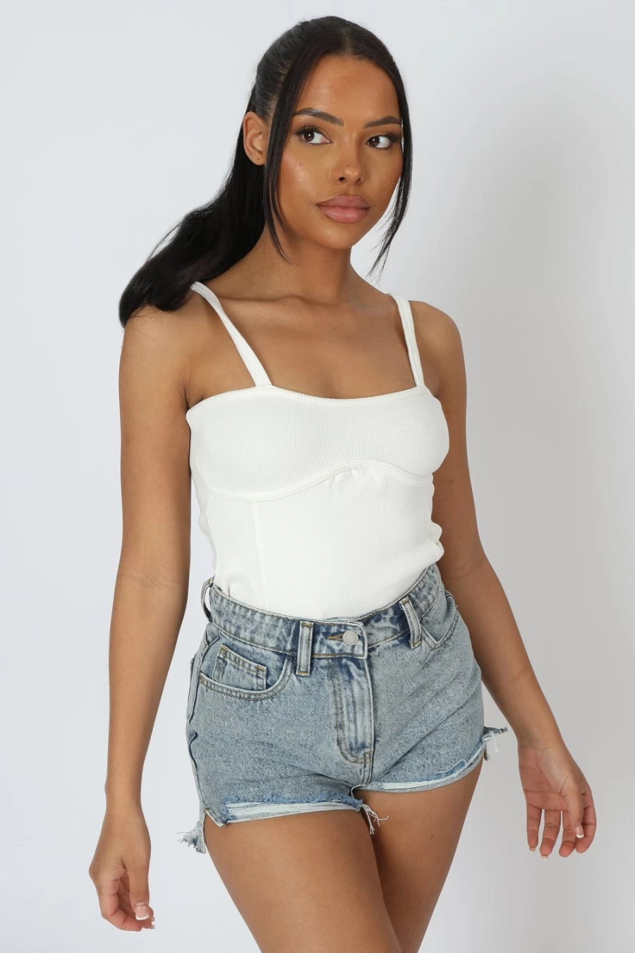 Public Desire Women's Ecru Strappy Corset Bodysuit - Lingerie & Lace-Up Style