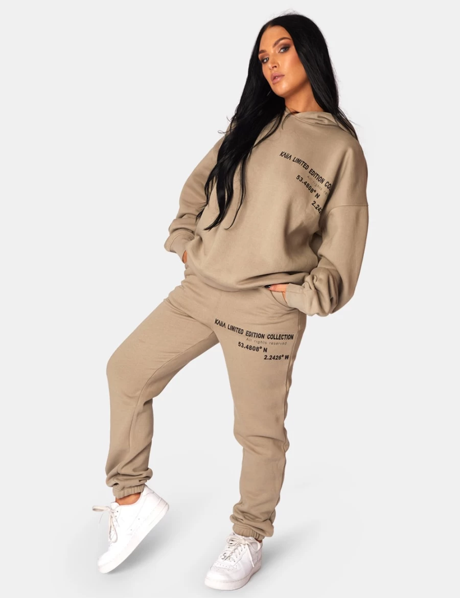 "Public Desire Women's Khaki Oversized Hoodie with Text Detail"