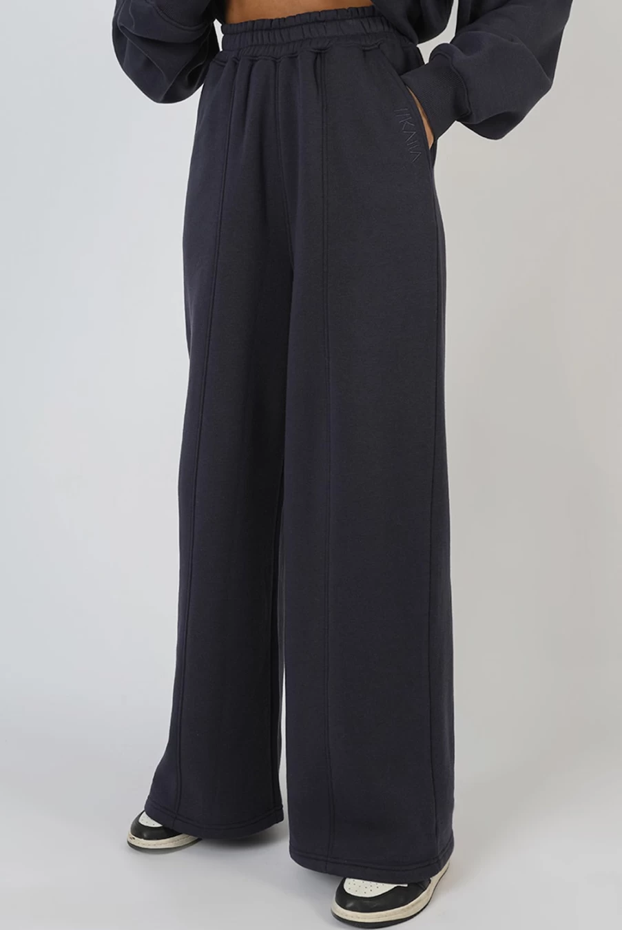 Public Desire Women's Ink Blue Super Wide Leg Joggers - Comfortable High Waist Lounge Pants