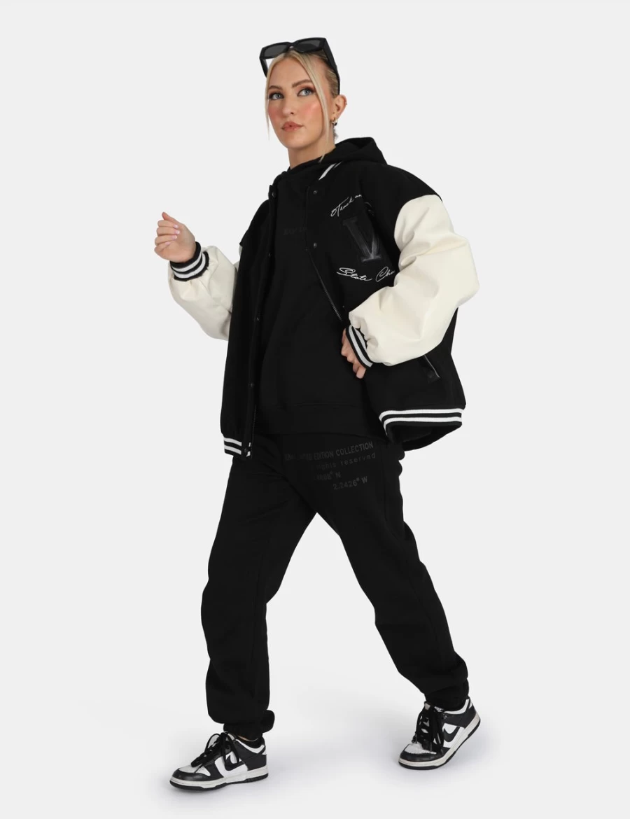 "Public Desire Women's Black Oversized Hoodie with Text Detail"