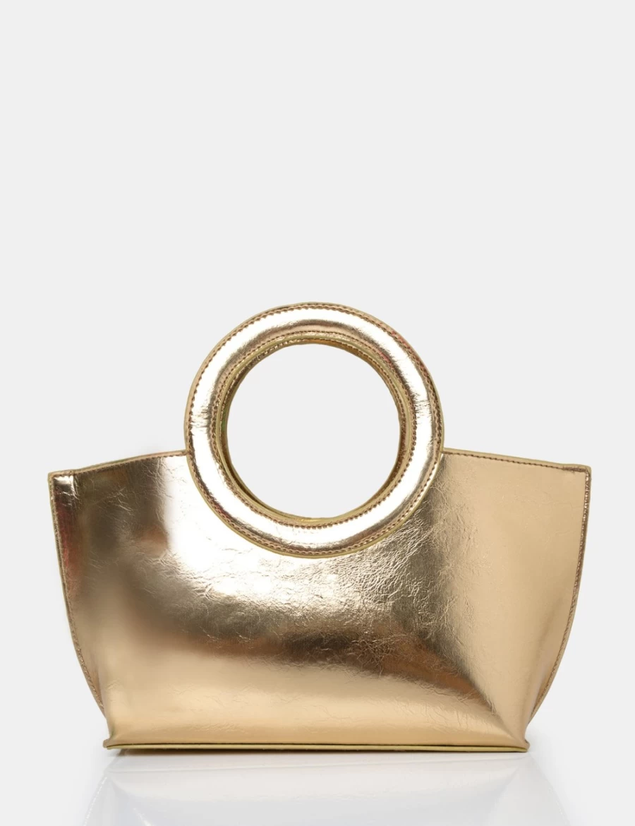 Public Desire Gold Rae Circular Handle Grab Bag for Women